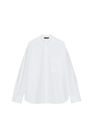 CHEMISE EN POPELINE À POCHE - Blanc de Zara