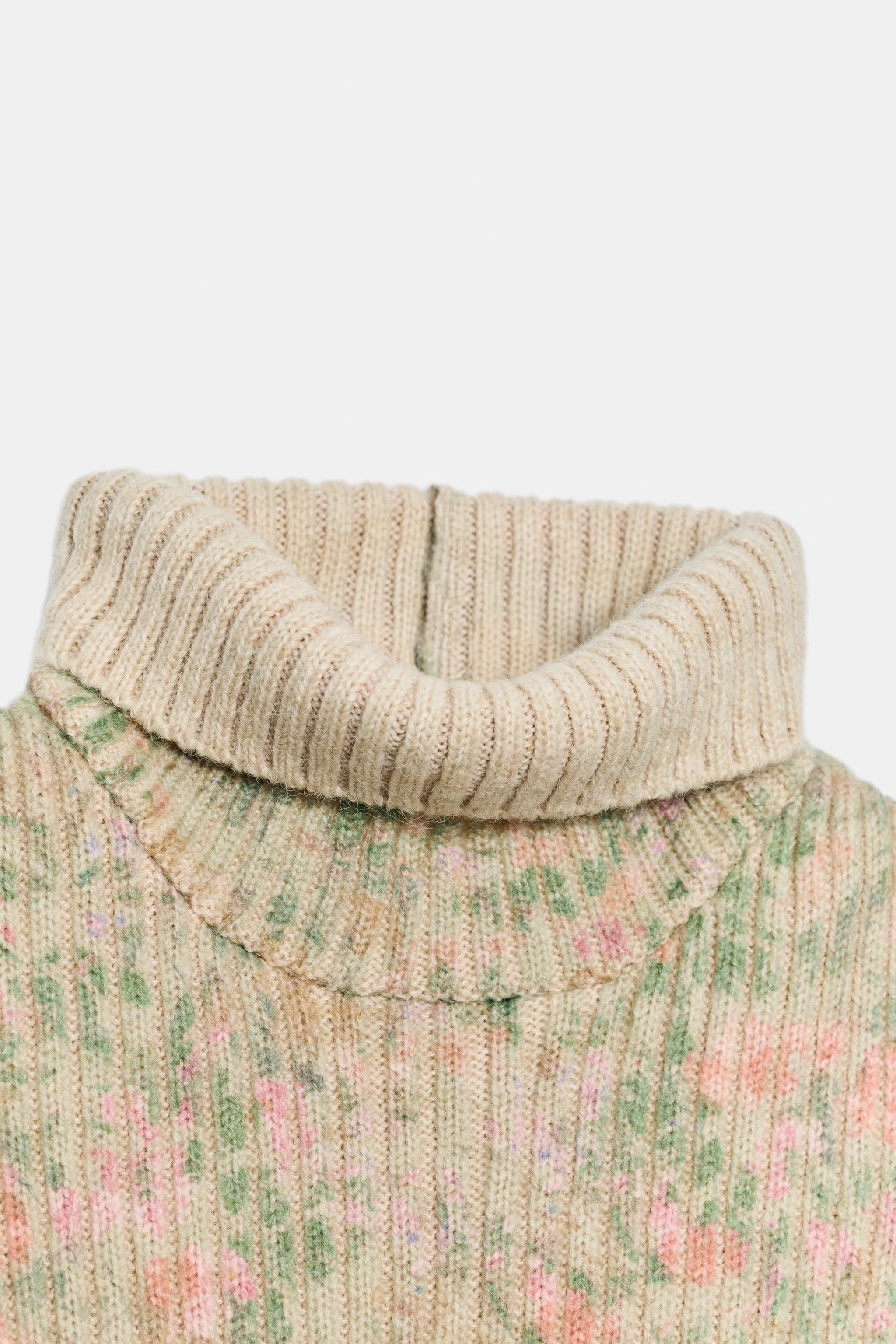 FLORAL PRINT RIBBED KNIT JUMPER