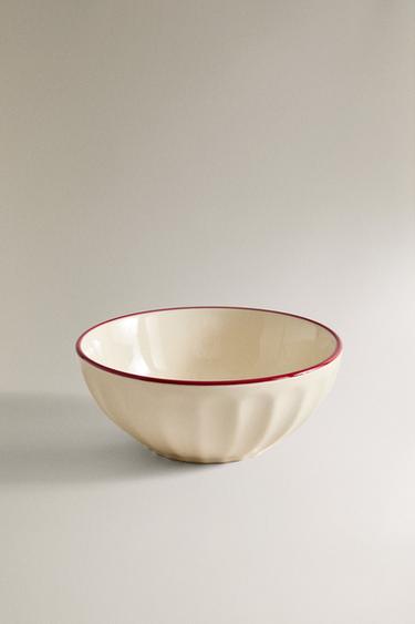 WAVY STONEWARE CHRISTMAS BOWL - Білий/червоний Zara