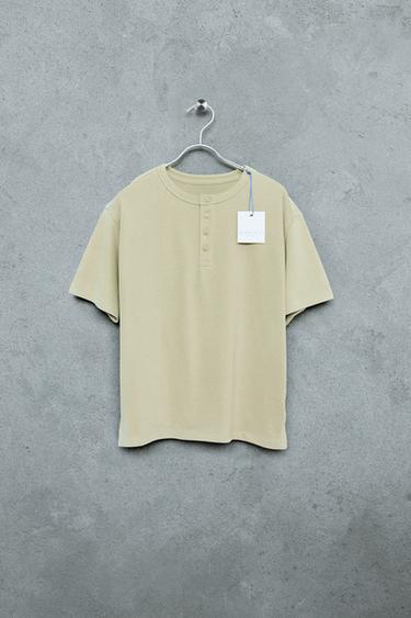 STORIESZ - HENLEY-T-SHIRT AUS SCHWERER BAUMWOLLE - Hellgrün von Zara