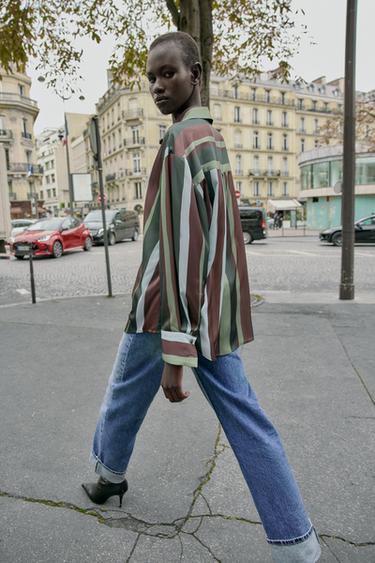 BLOUSE SATINÉE À RAYURES - Multicolore de Zara - Image 3