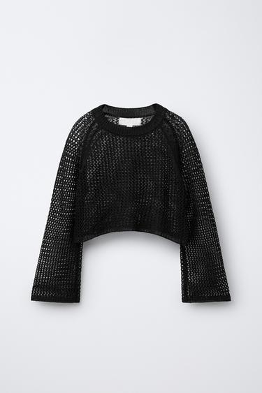 PULL EN MAILLE RAYURES - Noir de Zara