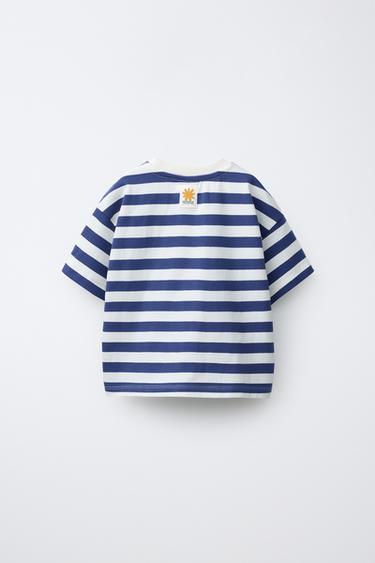 T-SHIRT À RAYURES - Bleu de Zara - Image 1