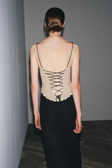 ROBE COMBINÉE CROCHET - Noir de Zara - Image 2