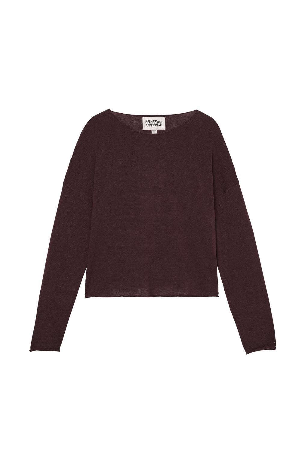 CROPPED FIT LINEN - WOOL SWEATER