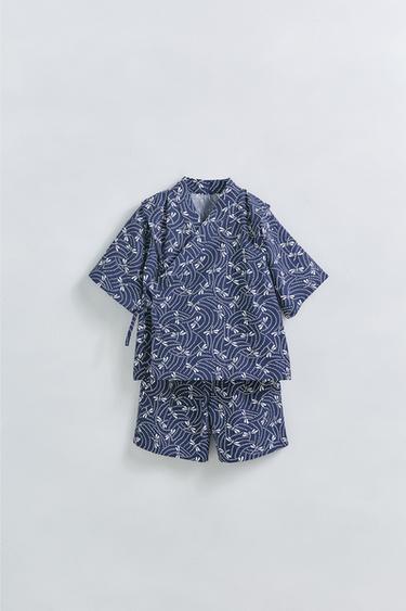 18 MONTHS-6 YEARS/ PRINTED KIMONO AND BERMUDA SHORTS SET - Blue by Zara