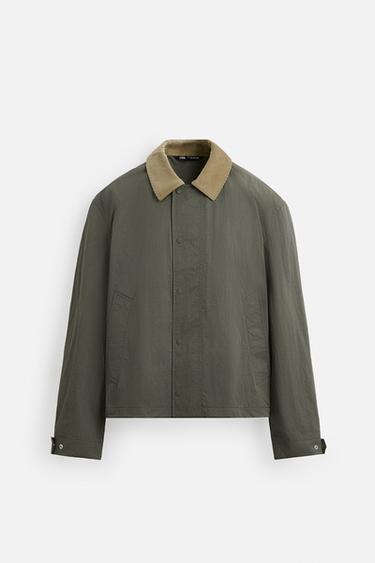 JACKET WITH CONTRAST COLLAR - Khaki by Zara - Image 0