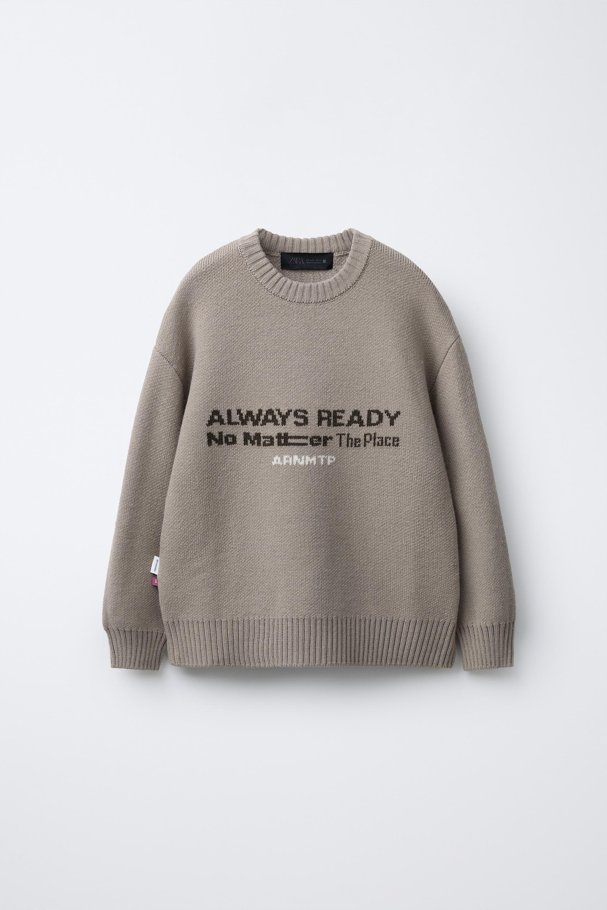 KNIT JUMPER WITH PRINTED TEXT