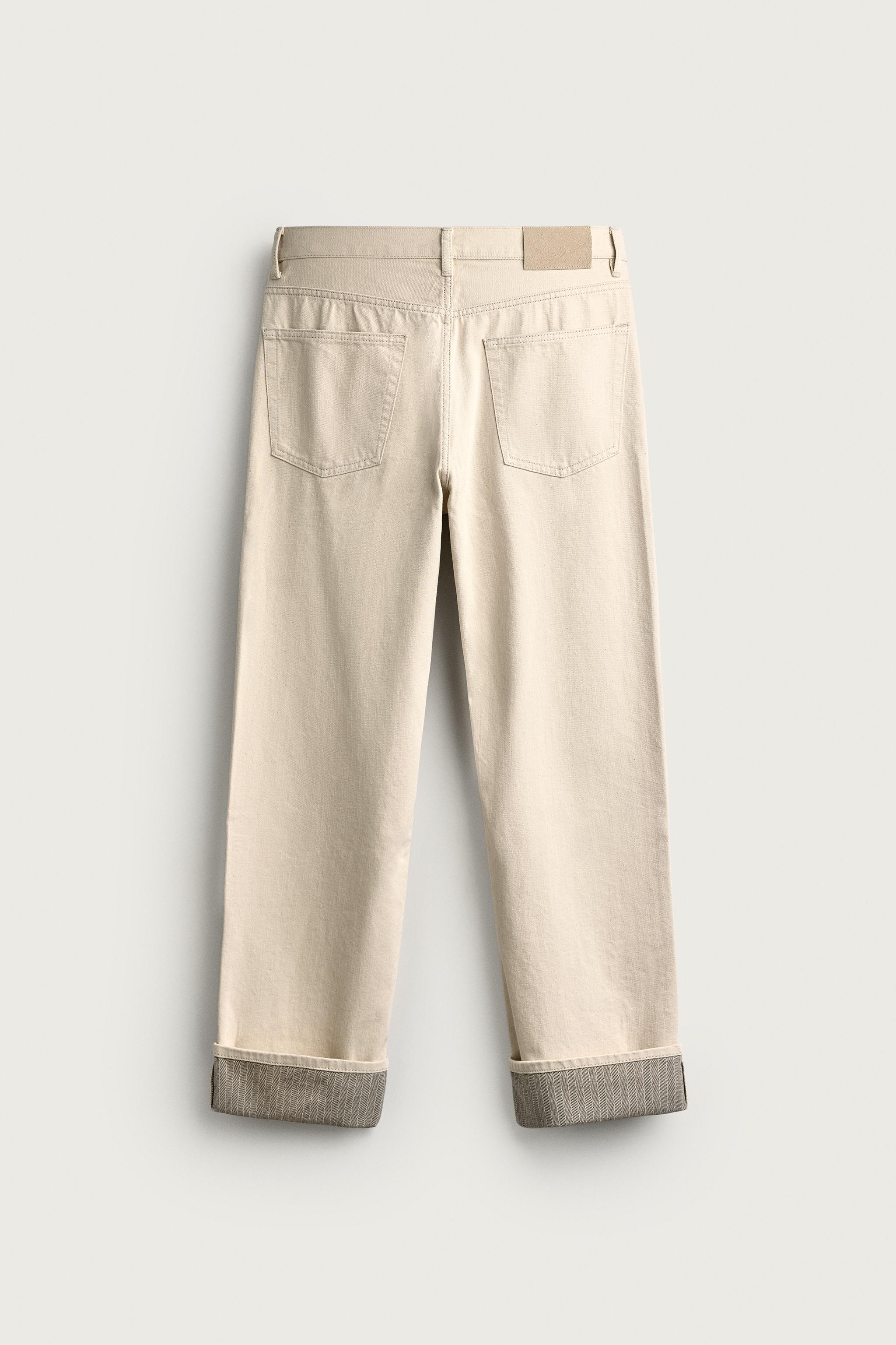 Contrast Cuff Straight Fit Jeans