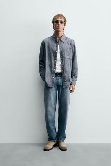 STRIPED FLOWING SHIRT - Faded blue by Zara - Image 0