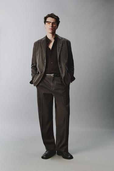 WASHED-EFFECT SUIT TROUSERS - Taupe grey by Zara