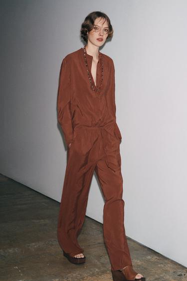 PANTALÓN FLUIDO ZW COLLECTION - Caramelo de Zara