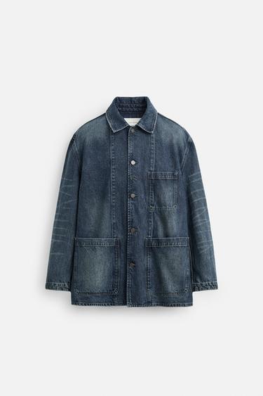 SOBRECAMISA DENIM LAVADO - Azul de Zara - Imagen 0