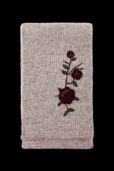 BUFANDA PUNTO BORDADOS FLORES - Arena de Zara - Imagen 0