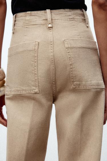 ZW COLLECTION WIDE-LEG HIGH-WAIST JEANS - SAND/BROWN by Zara - Image 4