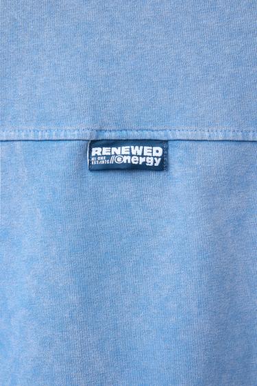 SLOGAN T-SHIRT WITH POCKET - Faded blue by Zara - Image 3