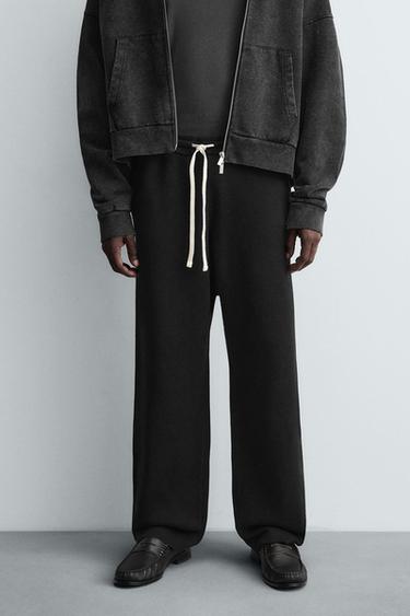 TEXTURED KNIT TROUSERS - Black by Zara