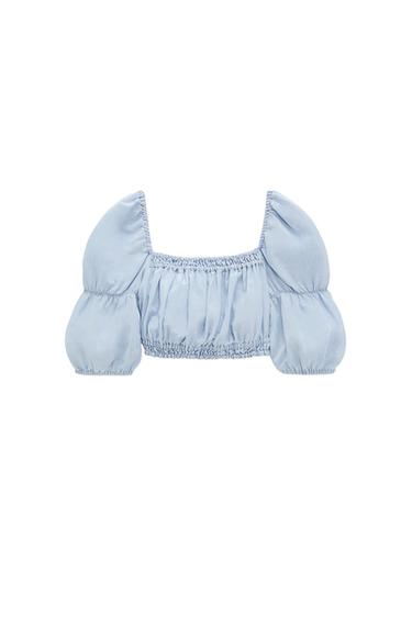 LINEN BLEND CROP TOP