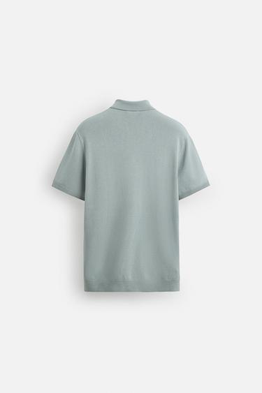 POLO EN MAILLE REGULAR FIT - Gris / Bleu de Zara - Image 7