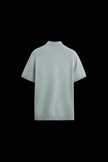 VISCOSE BLEND KNITTED POLO SHIRT - Grey / Blue by Zara