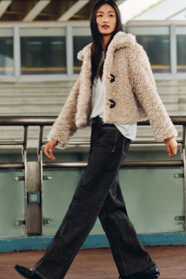 Zara Z1975 系列高腰寬管牛仔褲 - 黑色