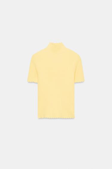 Zara RIB KNIT TOP - Pastel yellow