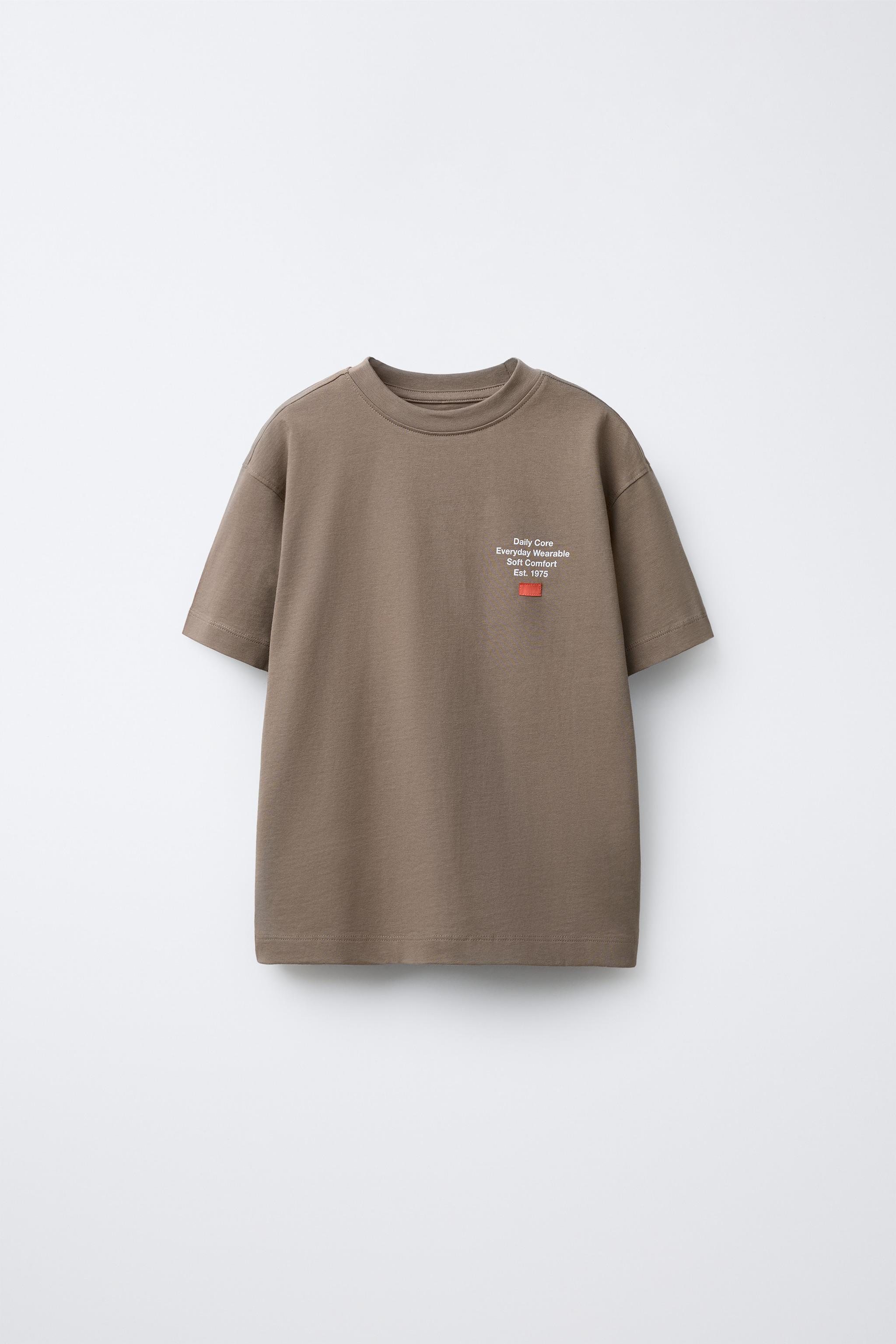 TEXT PRINT T-SHIRT - Brown | ZARA United States