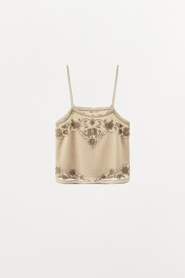 TOP STYLE LINGERIE BRODÉ FANTAISIE - Beige de Zara - Image 3