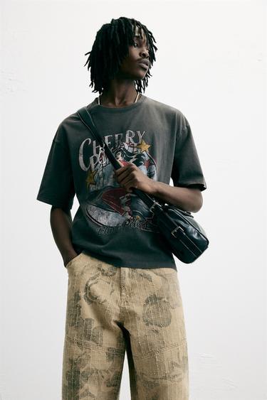 FADED PRINTED T-SHIRT - Taupe grey by Zara