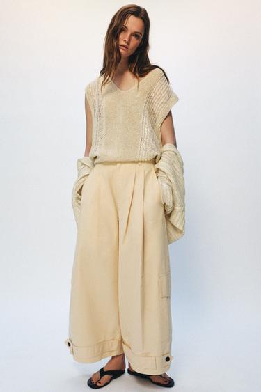 GILET OUVERT EN MAILLE - Écru de Zara - Image 5