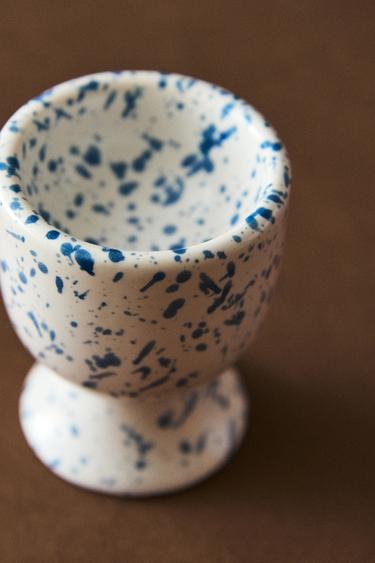 Zara SPLATTERED STONEWARE EGG CUP - Blue