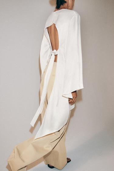 ZW COLLECTION ASYMMETRIC SATIN TOP - Oyster-white by Zara