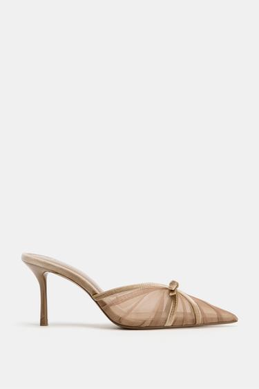 MULE MESH LAZO - Beige de Zara