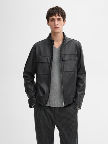 Zara Nappa leather jacket with pockets - Black