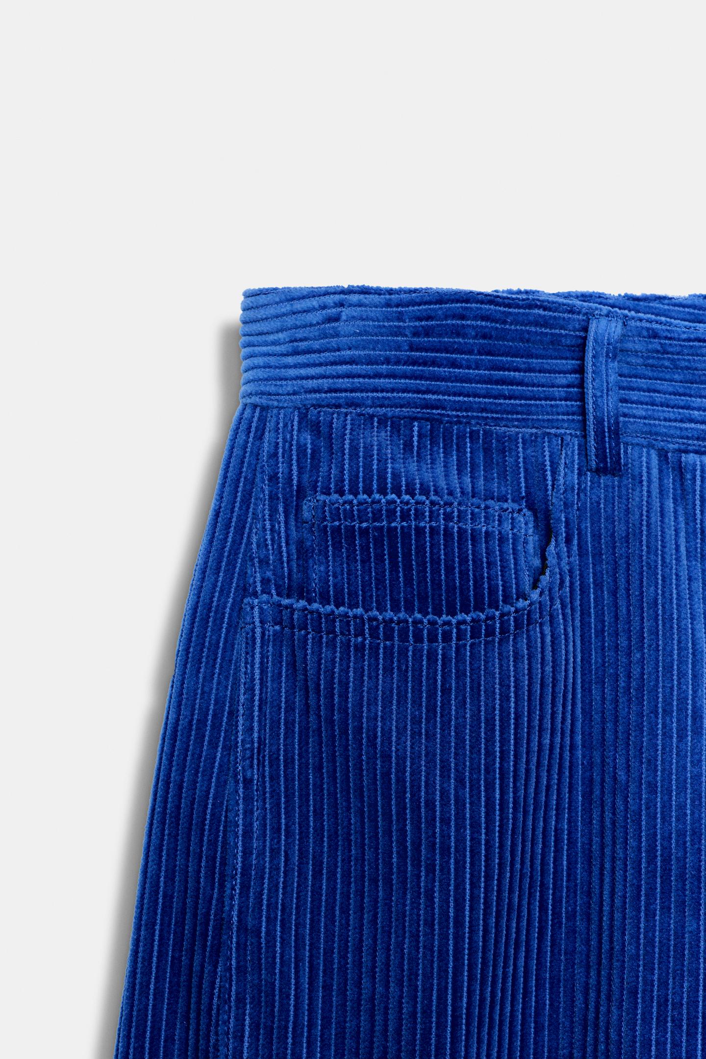 Женские брюки Zara ZW Collection Corduroy Pocket, цвет: Голубоватый — фото 11