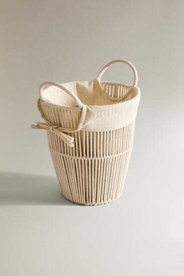 POUBELLE À PAPIER SALLE DE BAIN DOUBLURE COTON - Écru de Zara