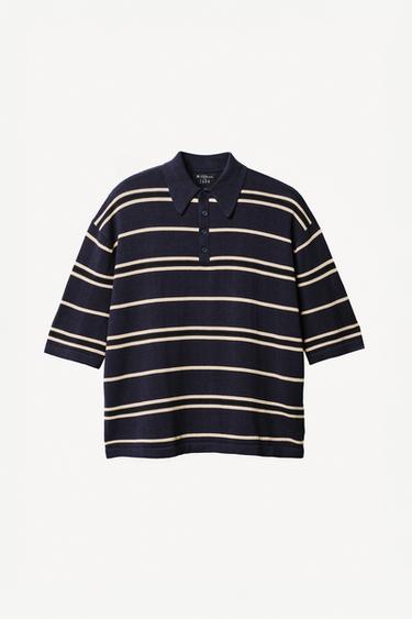 STRIPED KNIT POLO SHIRT WILLY CHAVARRIA X ZARA - Navy blue by Zara