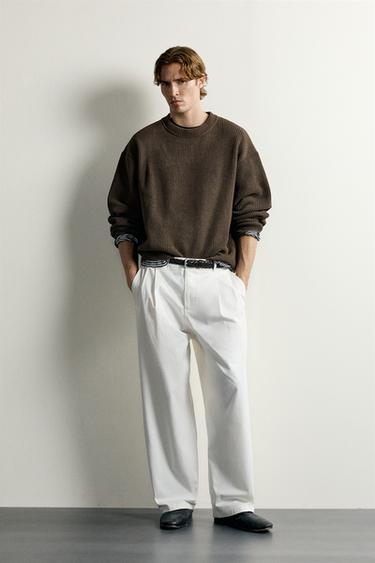 SZENILOWY SWETER O LUŹNYM KROJU - Brązowy Zara