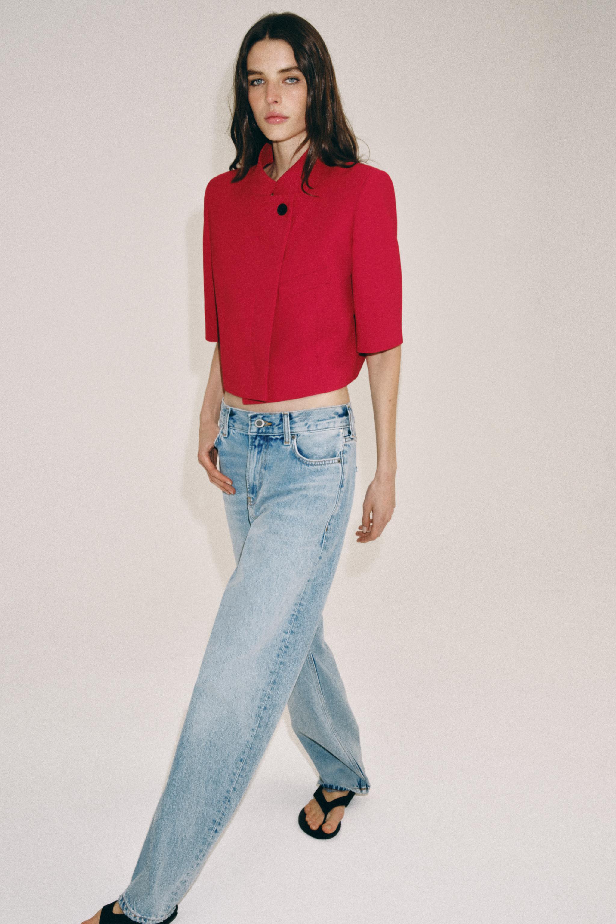 クロップドショートスリーブブレザー ZW COLLECTION - レッド | ZARA