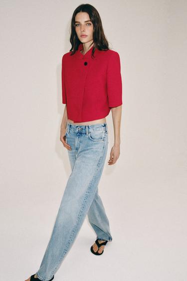 CROPPED SHORT SLEEVE BLAZER ZW COLLECTION - Red by Zara