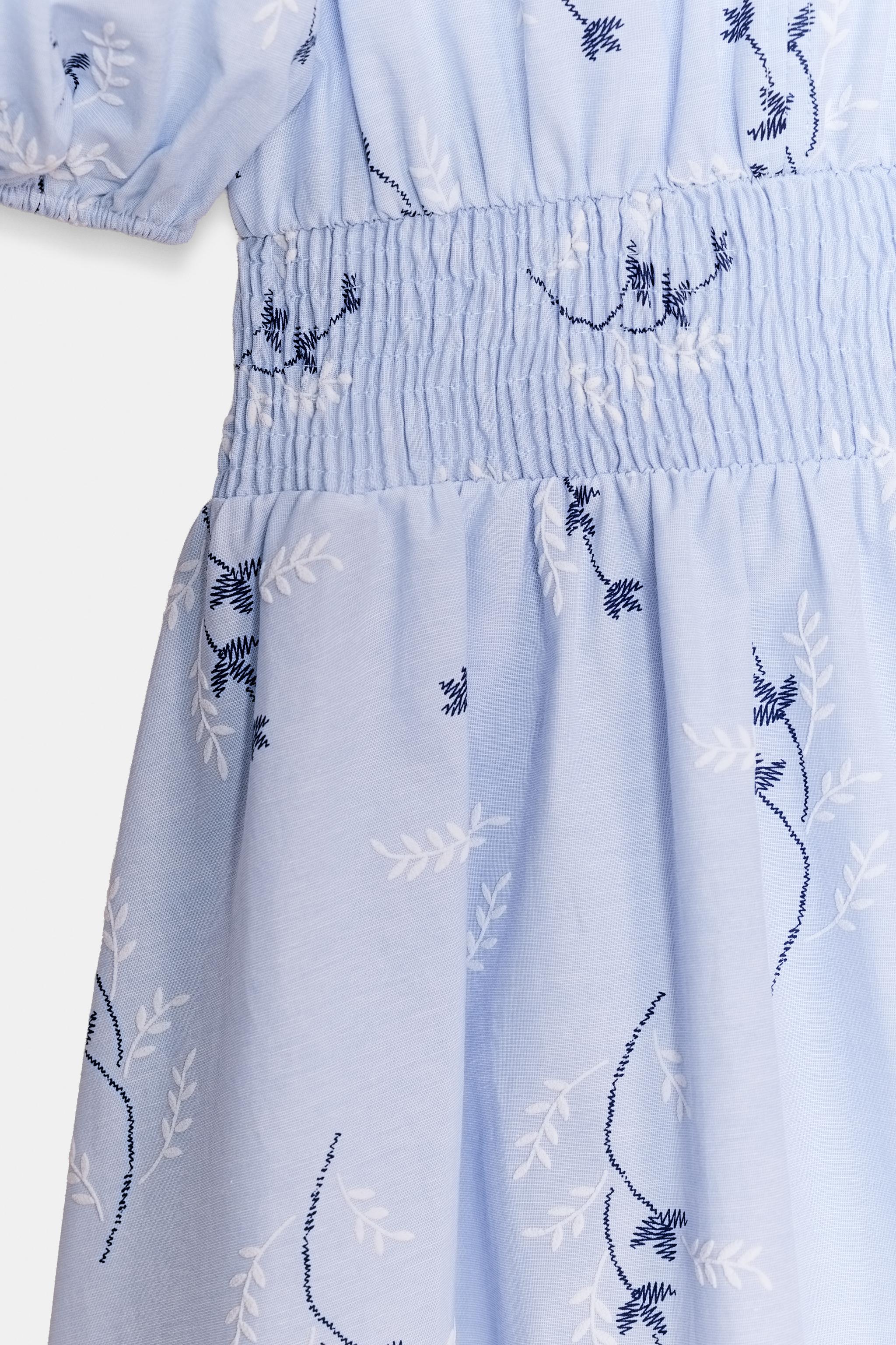 EMBROIDERED PRINTED DRESS - Blue / White | ZARA United States EMBROIDERED PRINTED DRESS - Blue / White | ZARA United States