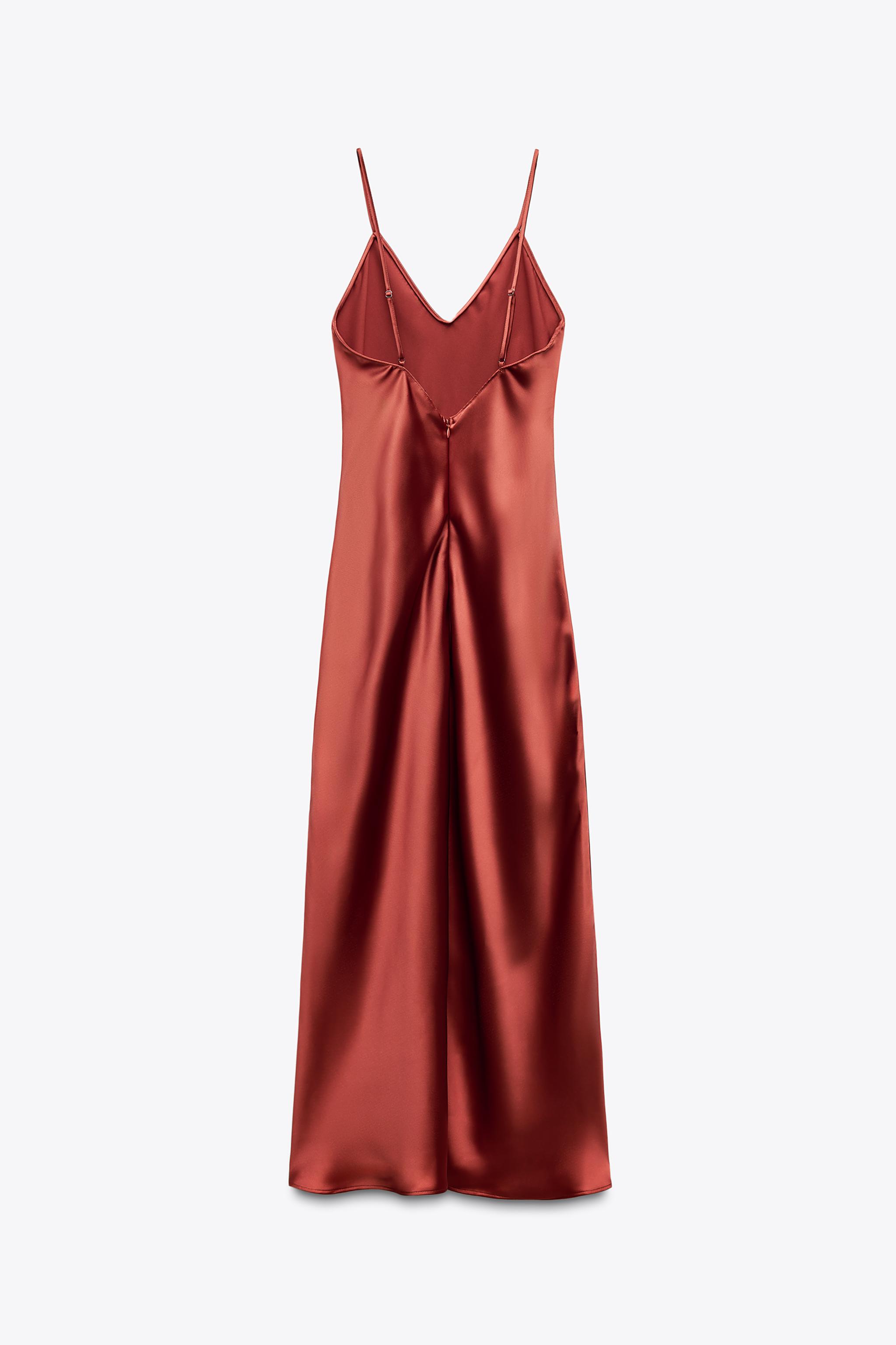 サテン ミディワンピース - レディッシュ | ZARA Japan / 日本