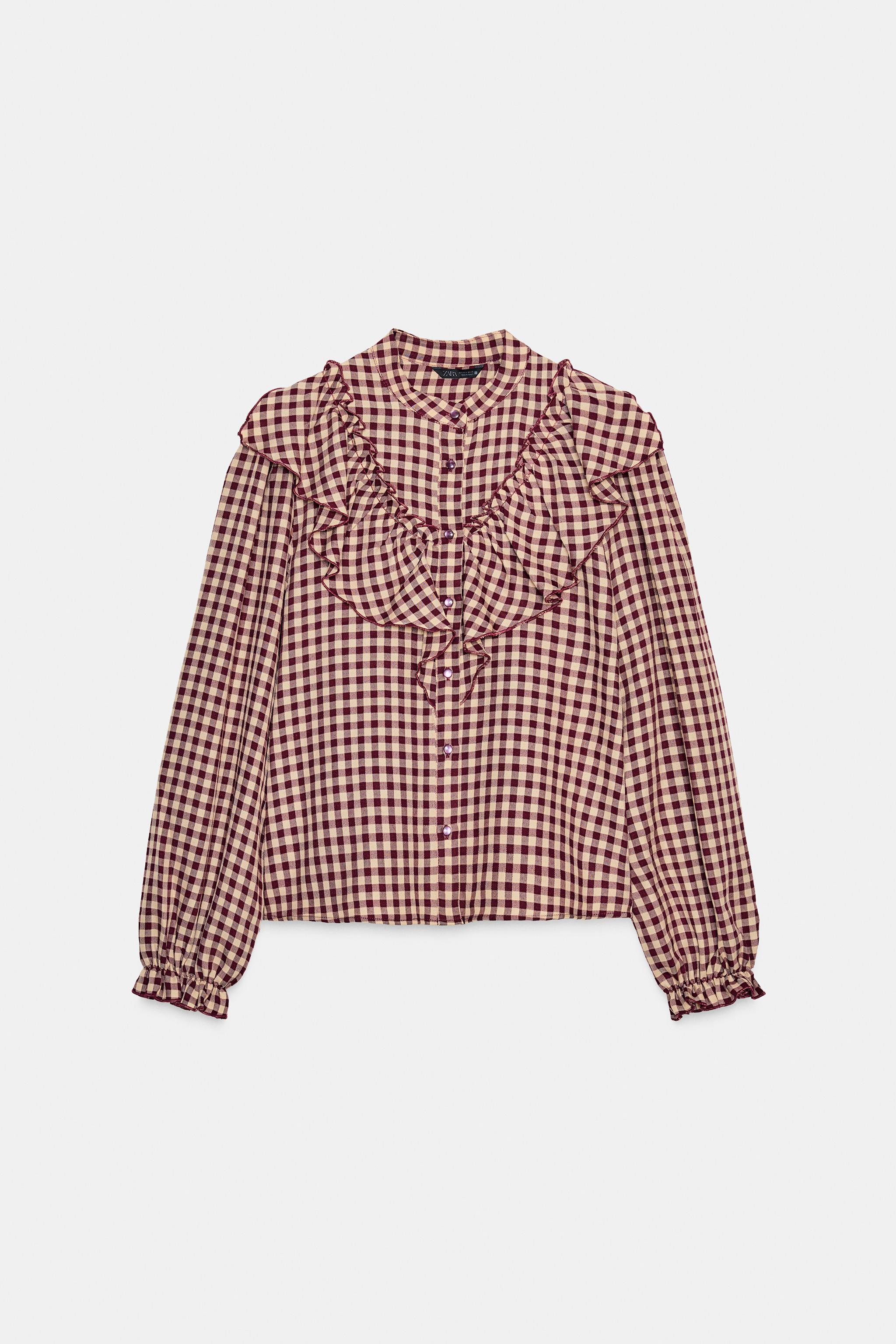 RUFFLED GINGHAM BLOUSE