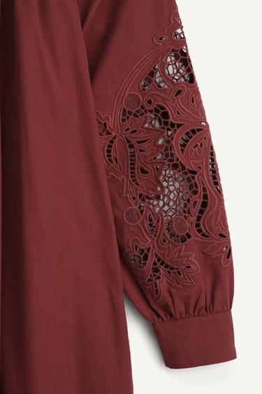 ROBE EN POPELINE BRODÉE ÉDITION LIMITÉE - Bordeaux de Zara - Image 9