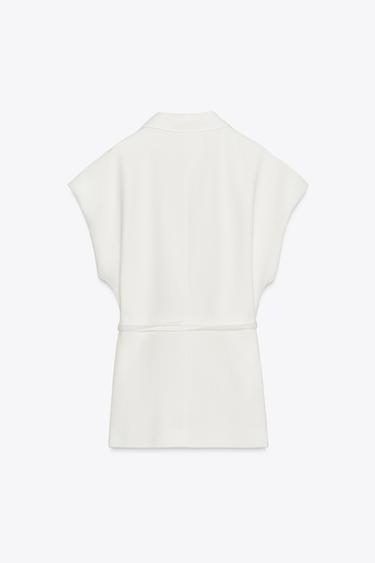 ZW COLLECTION LINEN BLEND DOUBLE-BREASTED WAISTCOAT - White by Zara - Image 5