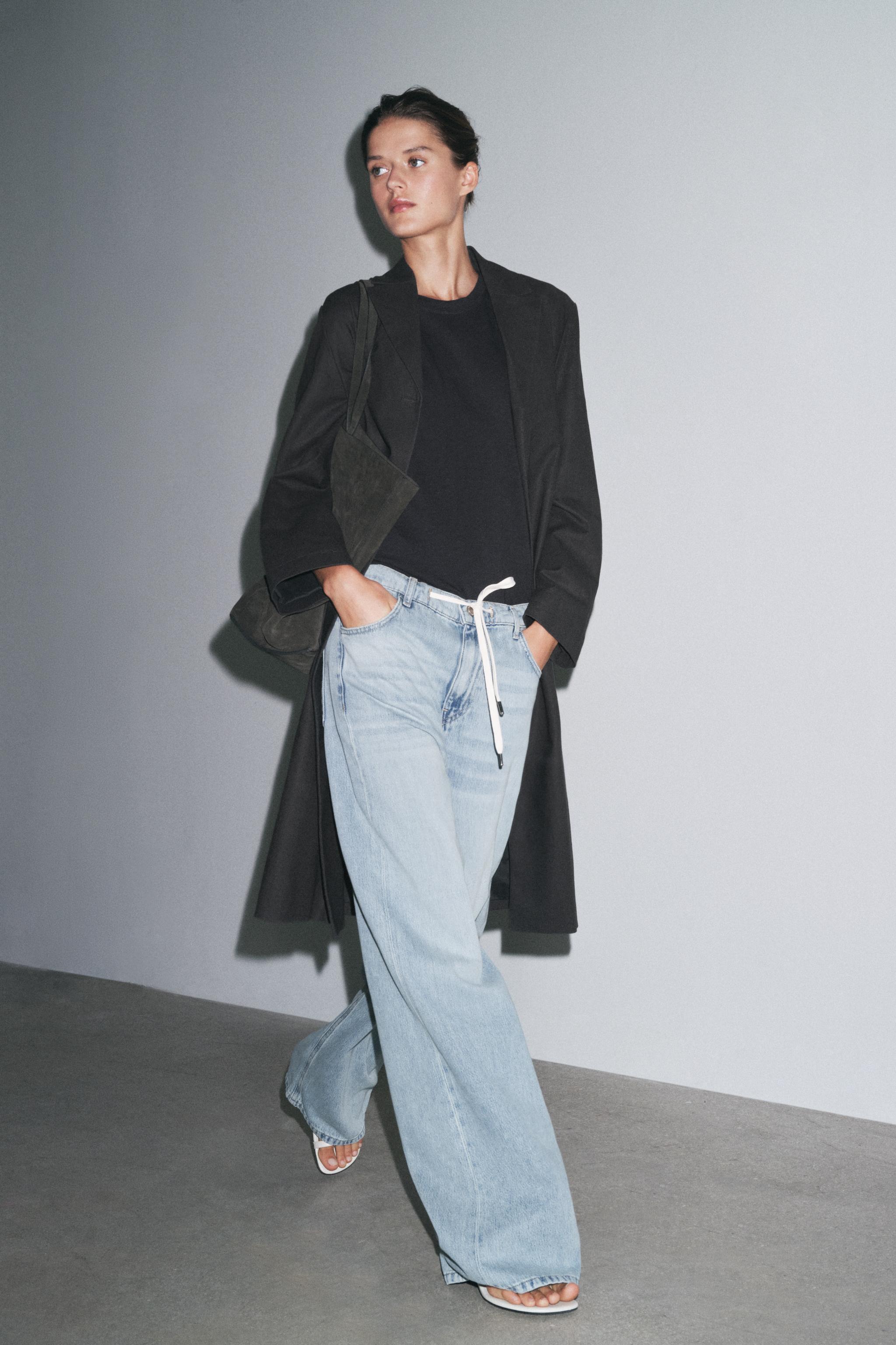 安心★関税込み★ZARA★RELAXED FIT DRAWSTRING JEANS STRAIGHT FIT RELAXED JEANS - Gray | ZARA United States