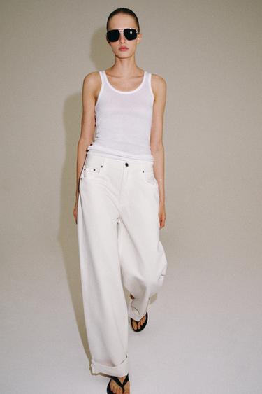 JEANS ZW COLLECTION BAGGY CẠP LỠ - Màu trắng ngà từ Zara