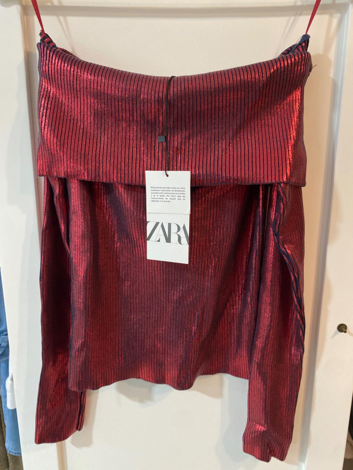 OFF-THE-SHOULDER FOIL KNIT TOP - Image 2