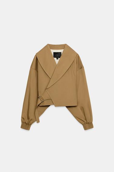 CASACO CURTO GOLA ENVOLVENTE ZW COLLECTION - Camel-escuro da Zara - Imagem 0