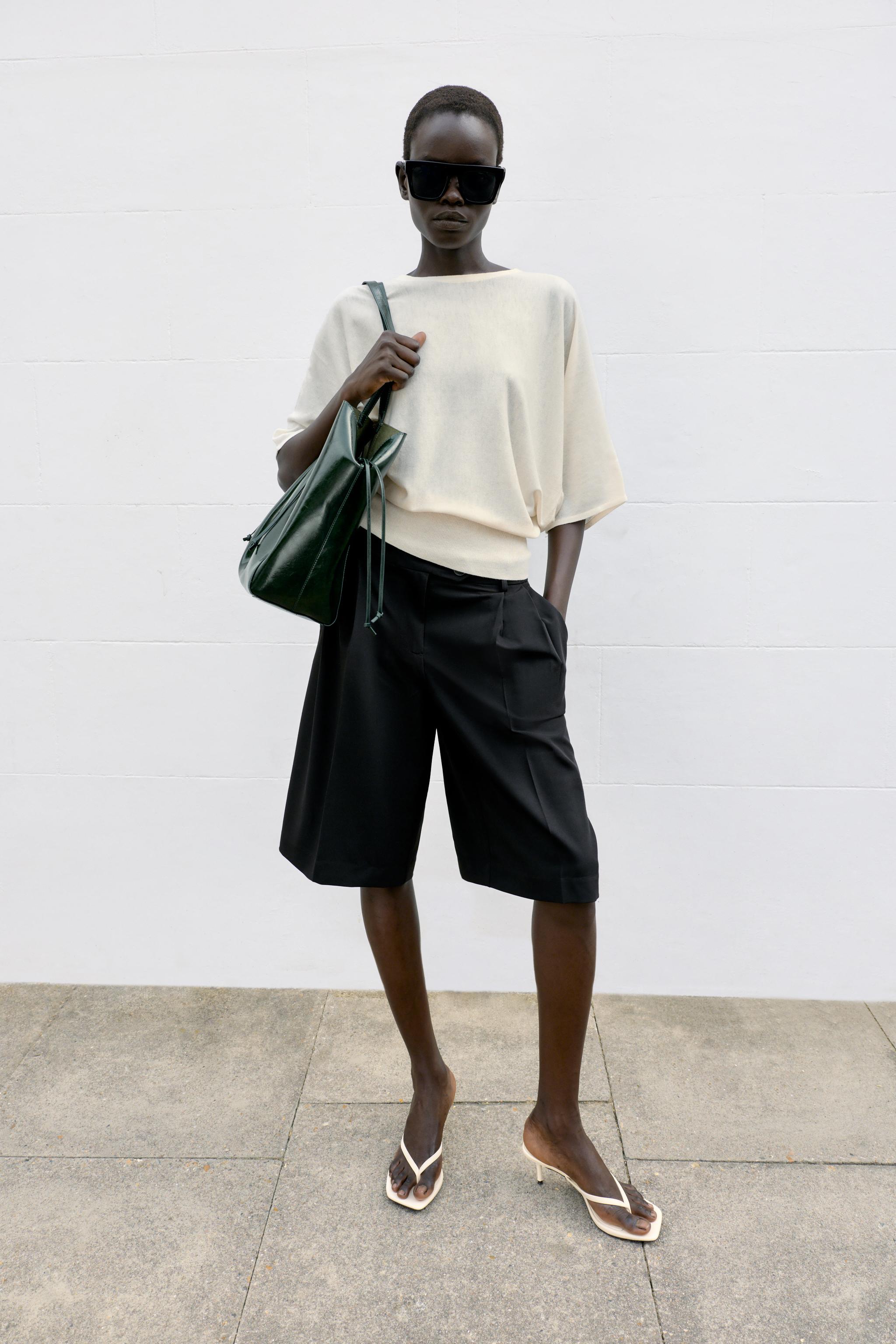 THREE-QUARTER SLEEVE KNIT JUMPER — White
